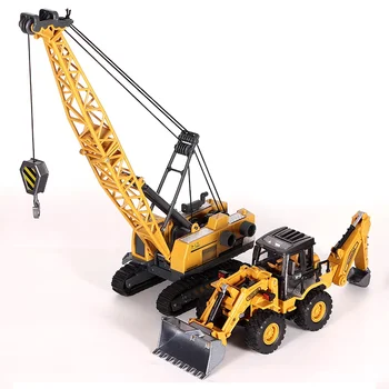Engineering Diecast Toys for Boys Alloy+Plastic Tractor Excavator Backhoe Crane Bulldozer Kids Truck Children Vehicle Model Gift 1