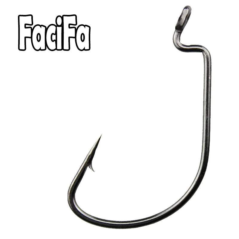 20 Pcs Fishing Hook Wide Gap Worm Fishing Hooks Jig Crank Big Bass Hook Black High Carbon Steel Crank Barbed Hook for Soft Fishing Lure