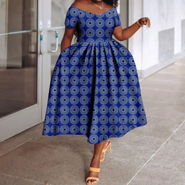 Tejiri Off Shoulder Print Dress