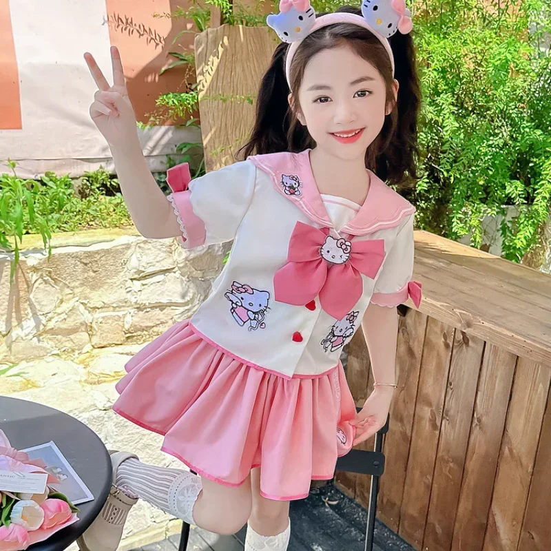 children cosplay skirt Sanrio HelloKitty Children's CosPlay Academy Style Pleated Skirt Girl Princess Clothes Children's JK Uniform Birthday Gift
