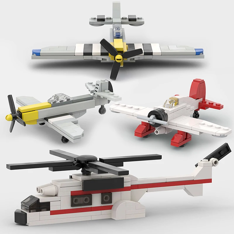 WW2 Military Battle Mini Plane US P-51 Mustang Aircraft Rescue Vehicle Copter France Army Set Building Blocks Toys World War II_voghion.com