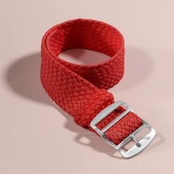 Versatile Woven Nylon Watch Strap - Sporty Fabric Wristband - 22mm (Red band)