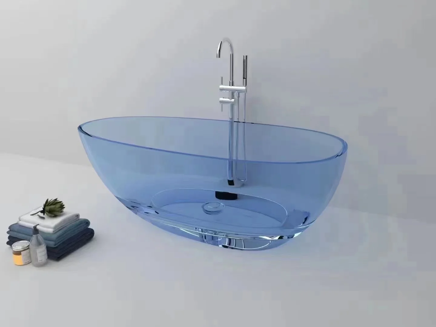 1600x800x540mm New Design Resin Freestanding Bathtub Online Celebrity Colored Transparent Muti-Sized Tub RS1005A 4