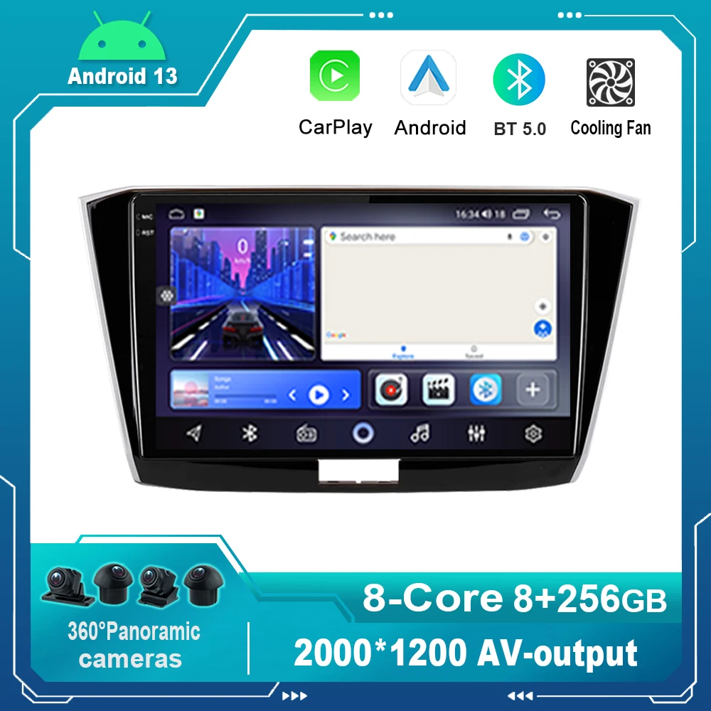 

Мультимедийная магнитола для VW Passat B8 Magotan, мультимедийный видеоплеер на Android 13,0, 10 дюймов, с GPS, dvd, типоразмер 2 din