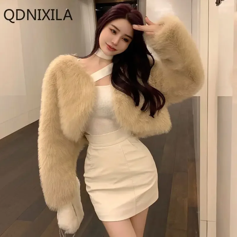 Faux Fur Jacket Short Winter Jackets for Women 2024 Autumn/winter Versatile Fur Cardigan Top Women's Winter Fur Coat Outerwears