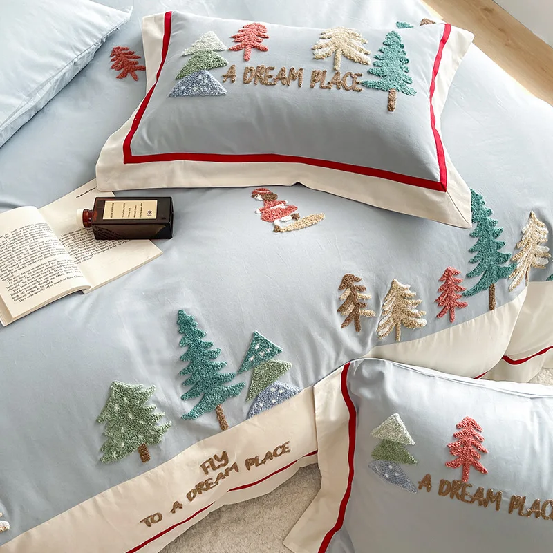 

Home Textile Cotton Duvet Cover Pillow Case Bed Sheet Embroidery Quilt Cover Boy Kid Teen Girl Bedding Linens Set King Queen 이불