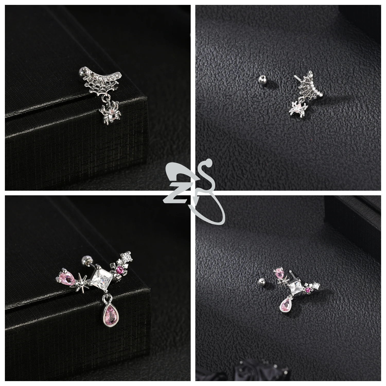 Cute Heart Stud Earrings - 20G Pink CZ Crystal Jewelry for Kids  Women