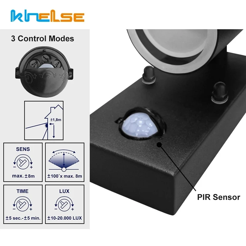 PIR Motion Sensor Outdoor LED Wall Light Stainless Steel IP44 Waterproof 220V Balcony Porch Wall Lamp GU10 Replaceable Bulb wall light outdoor porch light