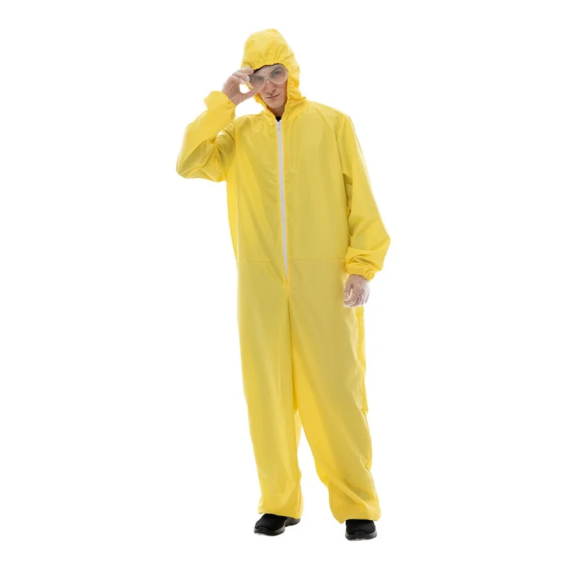 CGMGTSN-Disfraz de Breaking Bad para Halloween, traje amarillo con mono y  máscara, ropa de actuación divertida, 160-190