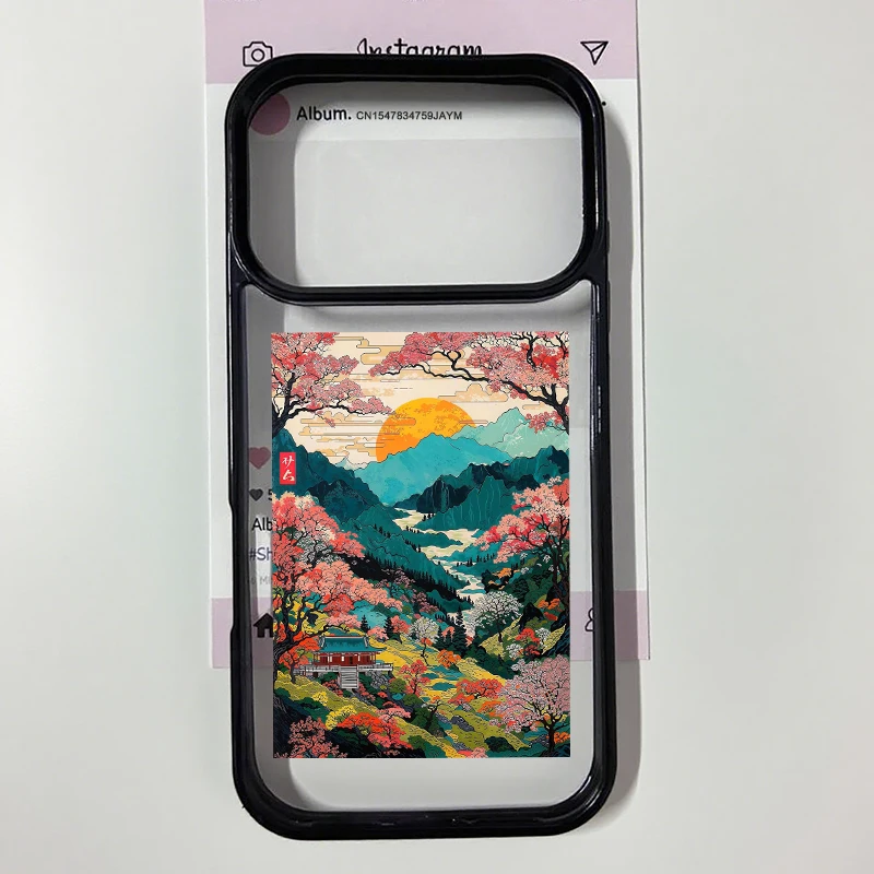Japan Anime Fuji Mountain & Great Wave Clear Hard Phone Case Cover