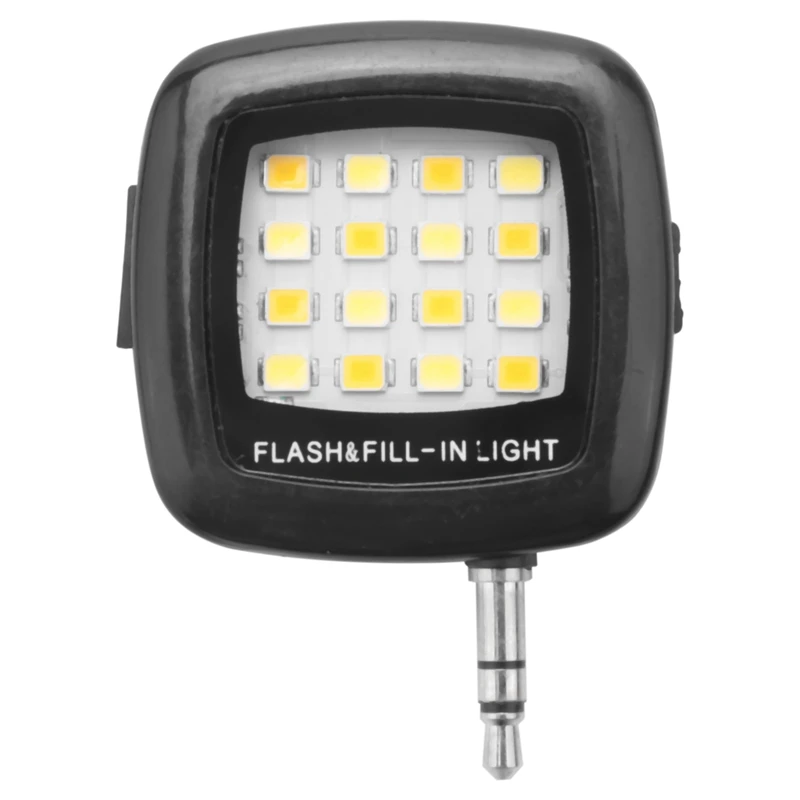스마트 셀카 16 LED 카메라 플래시 필 라이트, 휴대폰 블랙, 3.5mm, 3 개
