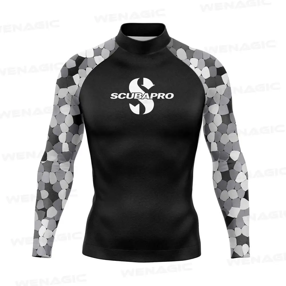 New Surfing Swimming Diving T-Shirts Tight Long Sleeve Rash Guard Swimwear Men UV Protection Surf Clothing Beach Floatsuit Top