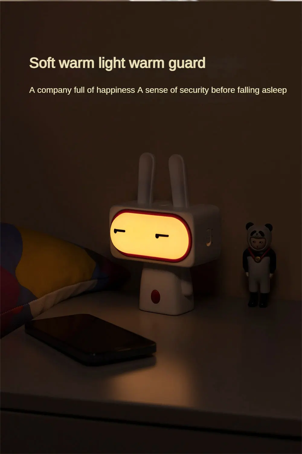 Veilleuse LED en forme de lapin rechargeable par USB, intensité variable à l'infini, veilleuse pour enfant, veilleuse mignonne, cadeau idéal