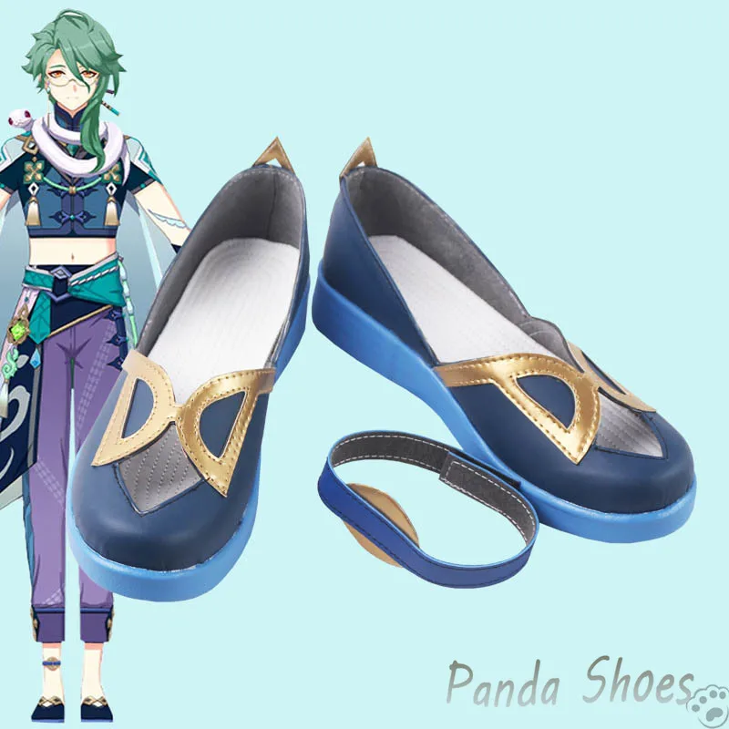 

Genshinimpact Baizhu Cosplay Shoes Anime Game Cos Blue Boots Comic Baizhu Cosplay Costume Prop Shoes for Con Halloween Party