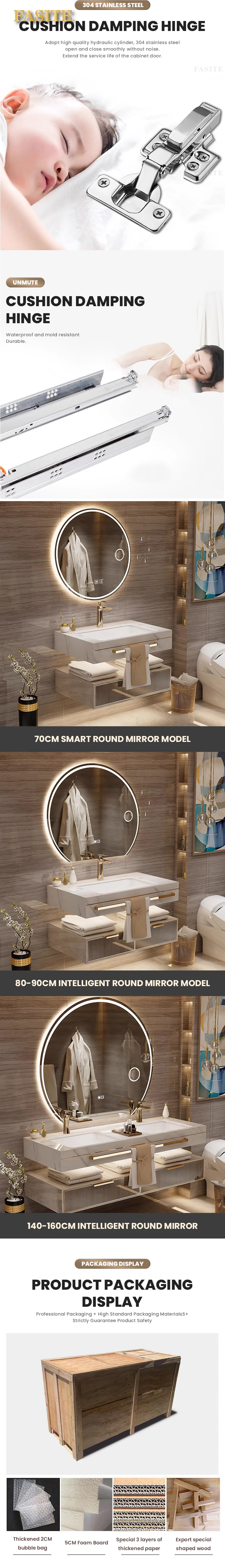 Description Picture 3 of itemFloating Bathroom Vanity with Smart Mirror Cabinets Modern Ceramic Double Sink Furniture New