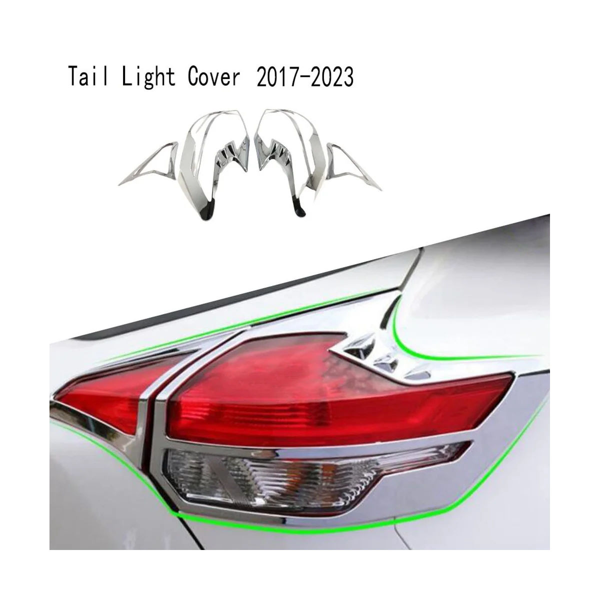 4PCs Car Tail Light Cover Trim Chrome Rear Bumper Brake Lights Frame Parts for Nissan Kicks 2017-2023 2 4PCs Car Tail Light Cover Trim Chrome Rear Bumper Brake Lights Frame Parts for Nissan Kicks 2017-2023 2