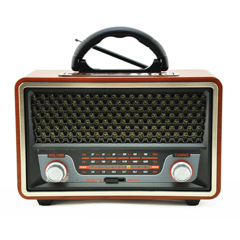 

Wooden Home Portable Radio Home High Sensitivity and Deep Sound FM/AM/SW Full Band Radio with Wireless Bluetooth Stereo Speakers