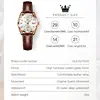 OLEVS Classics Leather Strap Quartz Watch for Women Fashion Elegant Diamond Ladies Watch Waterproof Date Women's Quartz Watch 6
