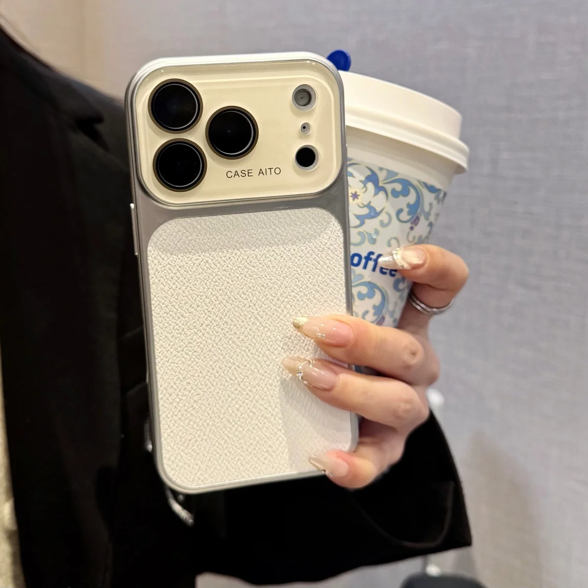 Luxury Litchi Texture PU Leather Phone Case with Large Window and Shockproof Glass Lens Cover