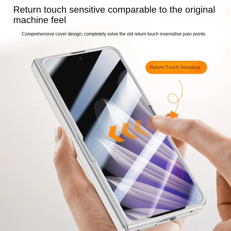 Leather Case with Privacy Screen & Tempered Glass Protector - All-Inclusive Design with Spring-Hinged Camera Holder Cover