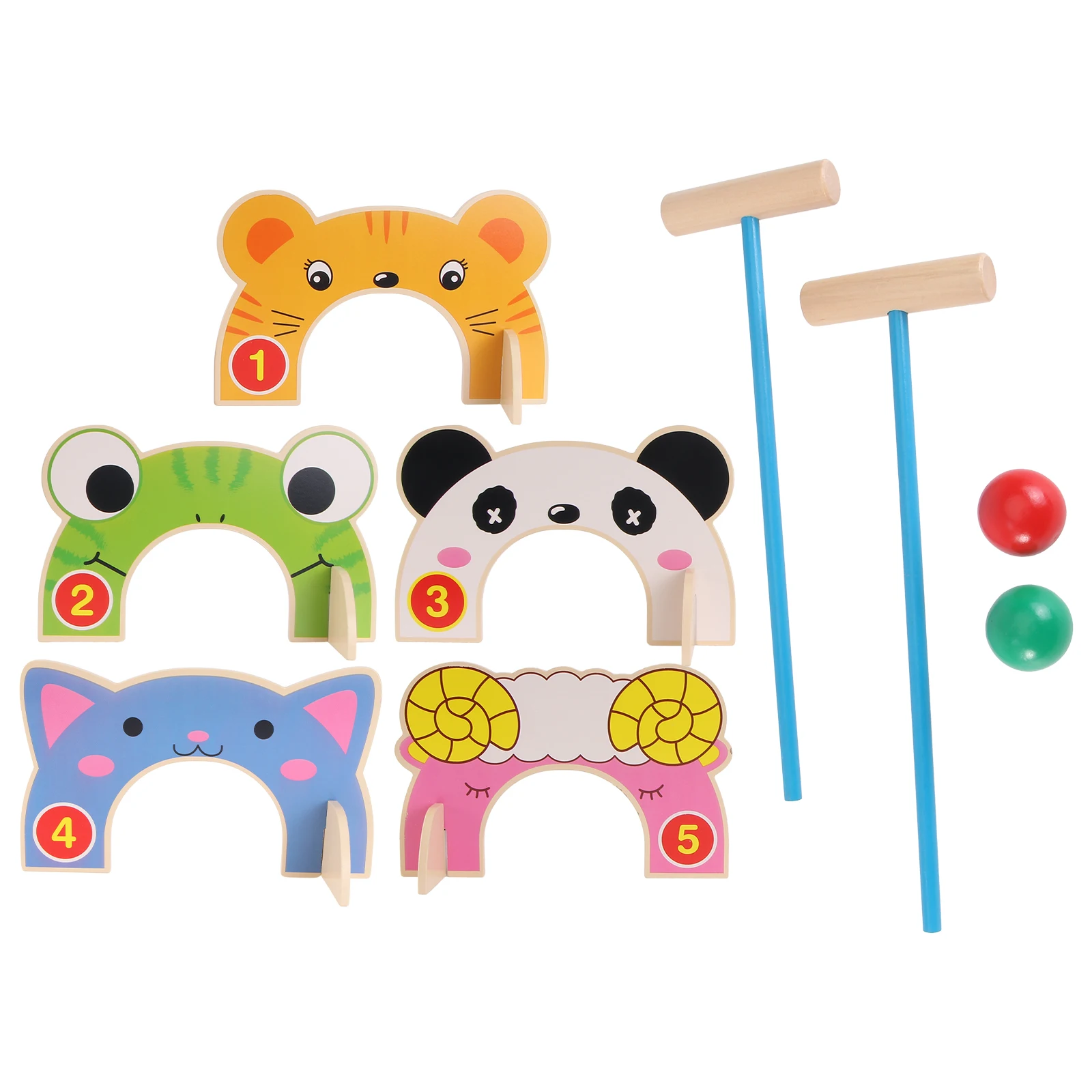 

1Set Cartoon Croquet Toy Animal Gate Ball Croquet Toy Parent-child Outside Interactive Toy kid Lawn beach game funny Croquet Toy