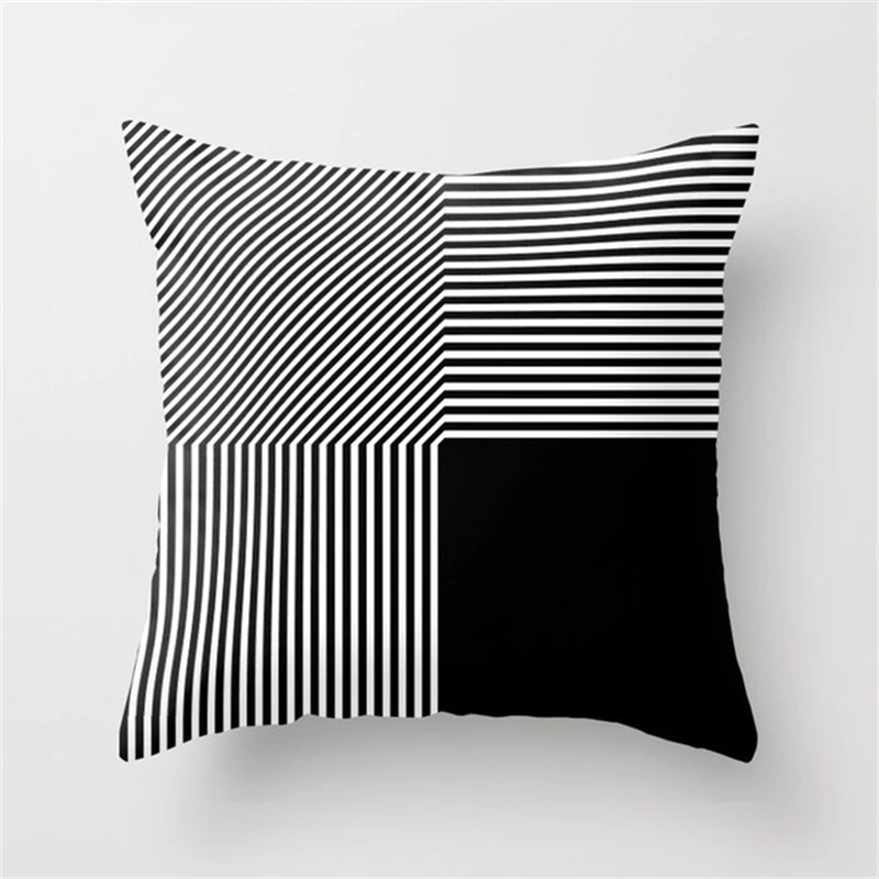 2022 Black White Geometric Creative Print Cushion Cover Sofa Decoration Pillow Cover Comfortable Simple INS Home Decor 45x45CM