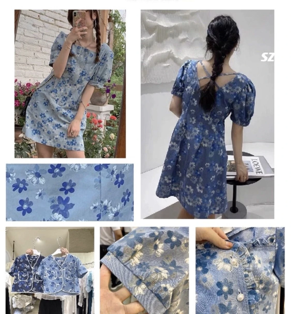 Paard Vooruitgaan Algemeen 1.5m*0.5m Korean Retro Blue Floral Denim Fabric Spring And Summer Cotton  Comfortable Shirt Skirt For Sewing Fabrics Per Meter - Fabric - AliExpress