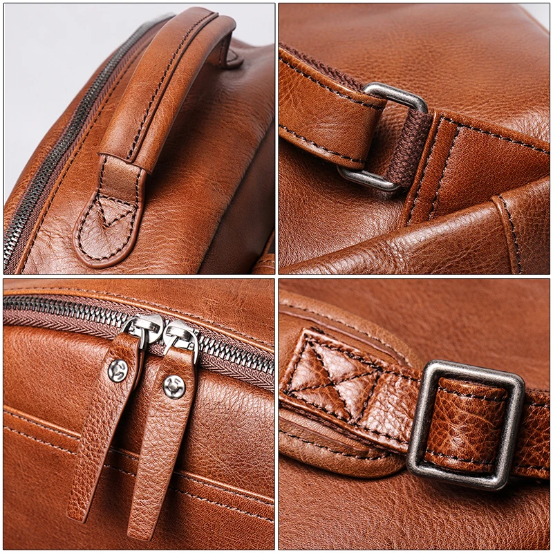 2023 Men's Genuine Leather Business Outdoor Travel Backpack Cowhide Large Capacity Multifunction Fashion Trend Computer Bag