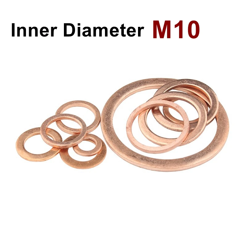 Kupfer Flache Washer M10 Dichtung Dichtung innen durchmesser 10mm Dicht Ring Dünne Blatt T3 Rot kupfer washer