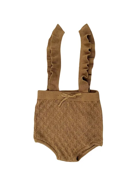 2022 Brother Sister Matching Clothes Summer Boys Girls Knitted Outfits caramel bloomer