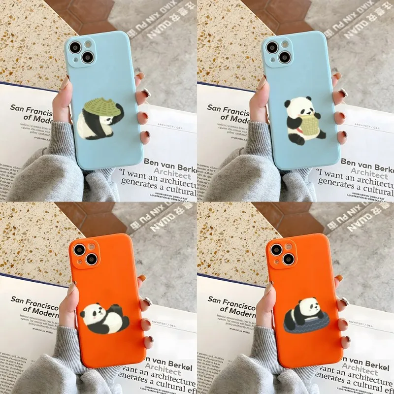 

Cute Panda Phone Case Orange And Blue For Apple IPhone 12Pro 13 11 Pro Max Mini Xs X Xr 7 8 6 6s Plus Se 2020 Cover
