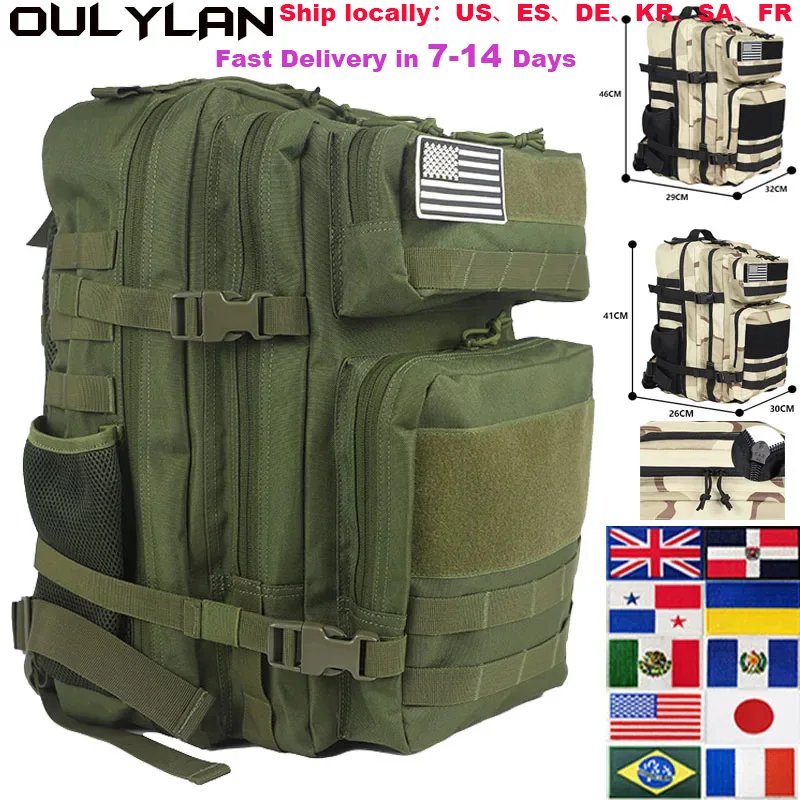 

Oulylan 3D Trekking Molle Knapsack 25L 45L Military Tactical Backpack Outdoor Training Bag Hiking Camping Travel Rucksack Army