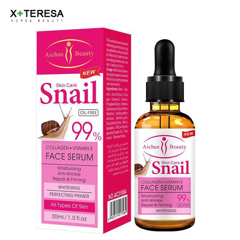 Natural Snail Face Serum Firming Collagen VitaminE Nourishing Tender Brighten Skin Care Moisturizing Egg Serum Facial Beauty