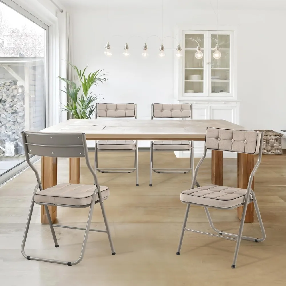 Set 4 Sedie Pieghevoli Imbottite In Ecopelle - Bianche Per Interni Ed Esterni, Portatili E Comfortevoli - Foto 13