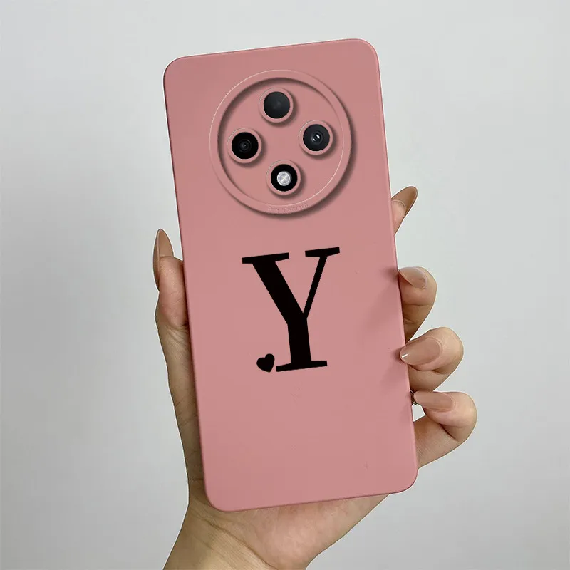Cute Initial Letters Square Silicone Matte Shockproof Back Cover