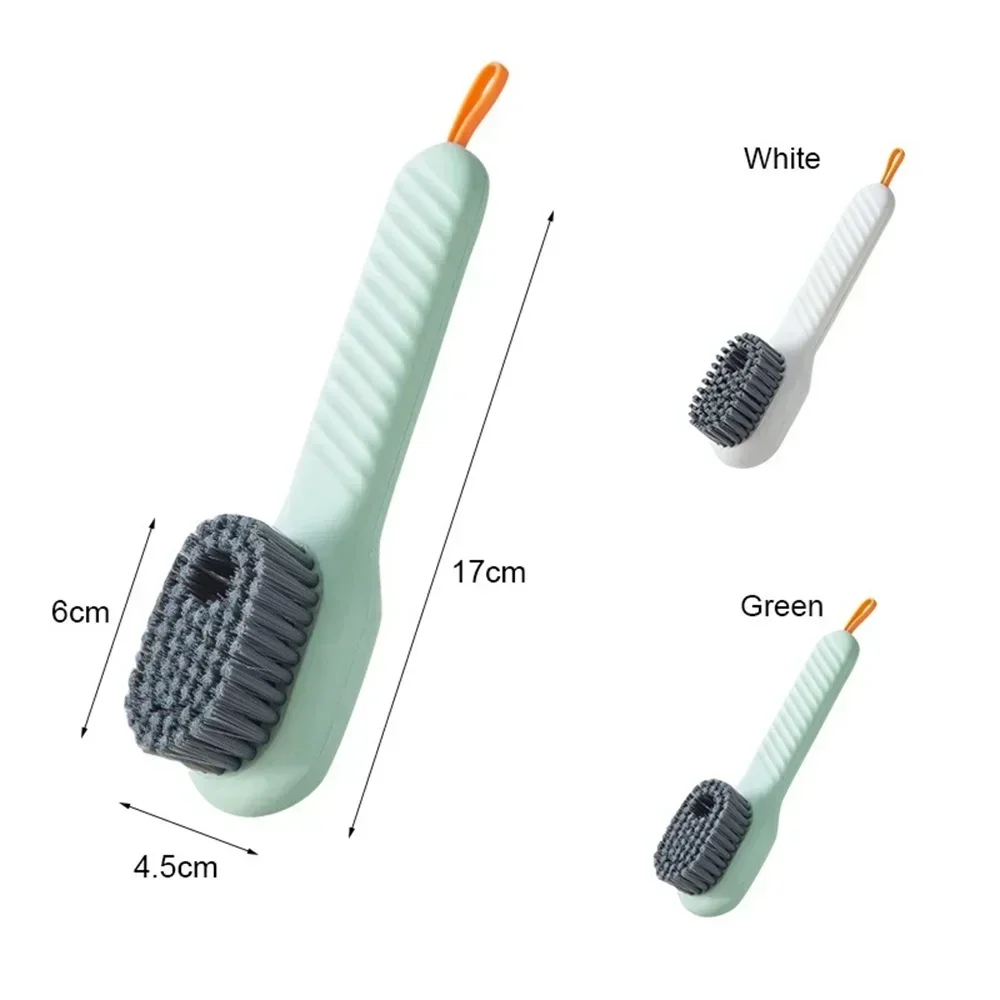Auto-Liquid Shoe Brush with Hook - Soft Bristles & Long Handle for Shoes, Clothes & Dish Cleaning Household Cleaning Tools