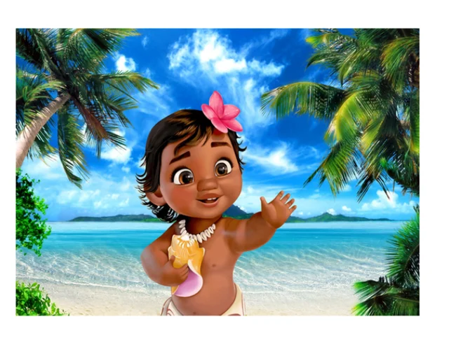 Summer Beach Tropical Baby Moana Princess Photo Backdrop Baby Girl 1st Birthday Party Photo Background Decor Moana Banner Studio Background Aliexpress