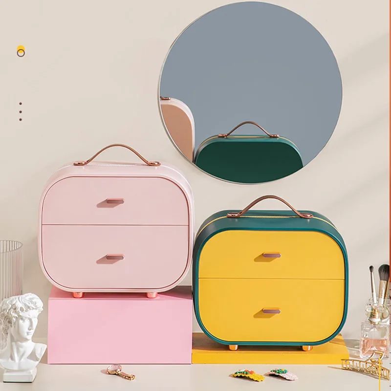 

Hair Accessories Storage Box Girl Baby Rubber Band Headdress Desktop Finishing Storage with Handle Children's Cute Jewelry Case