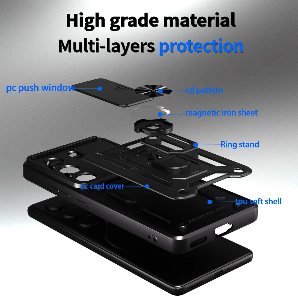 Armor Metal Ring Holder Camera Protective Case with Enhanced Durability