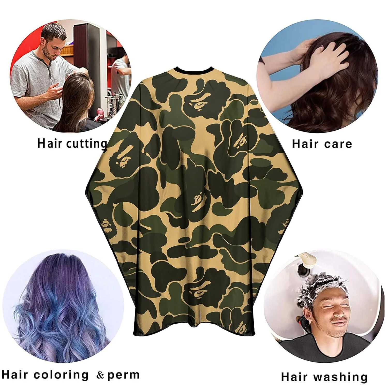 Barbershop Camouflage Salon Gown Adjustable With Snaps Waterproof Hairdressing Apron Antistatic Hairdresser Capes Barber Tools 5