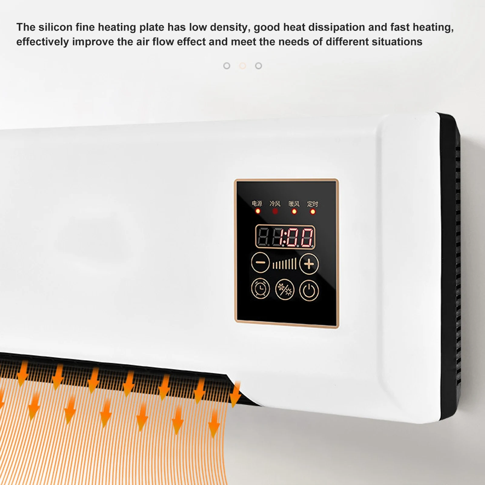 Electric Fan Wall Mount Easy Operation Temperature Protection Timer Heating Fan 3
