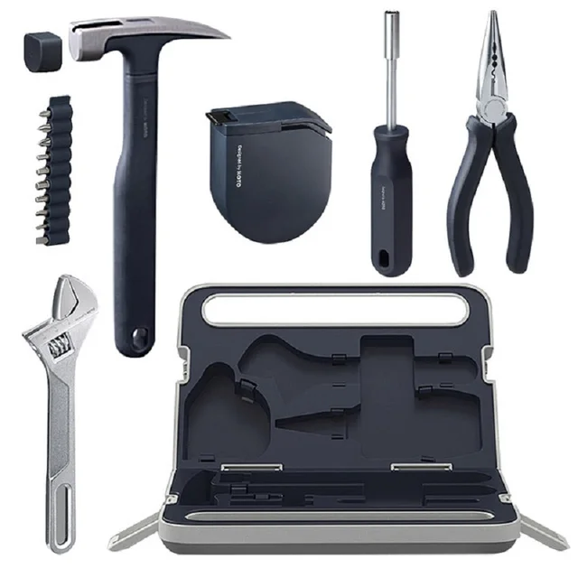 HOTO Manual Toolbox Hand Tool Set Portable Screwdriver Spanner Hammer