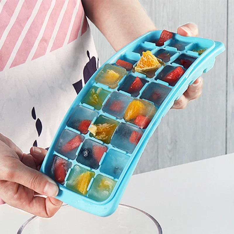 24 Grid Ice Cube Trays Silicone Ice Mold With Removable Lid Whiskey Cocktails Ice Cube Mold Kitchen Bar Wine Ice Blocks Maker