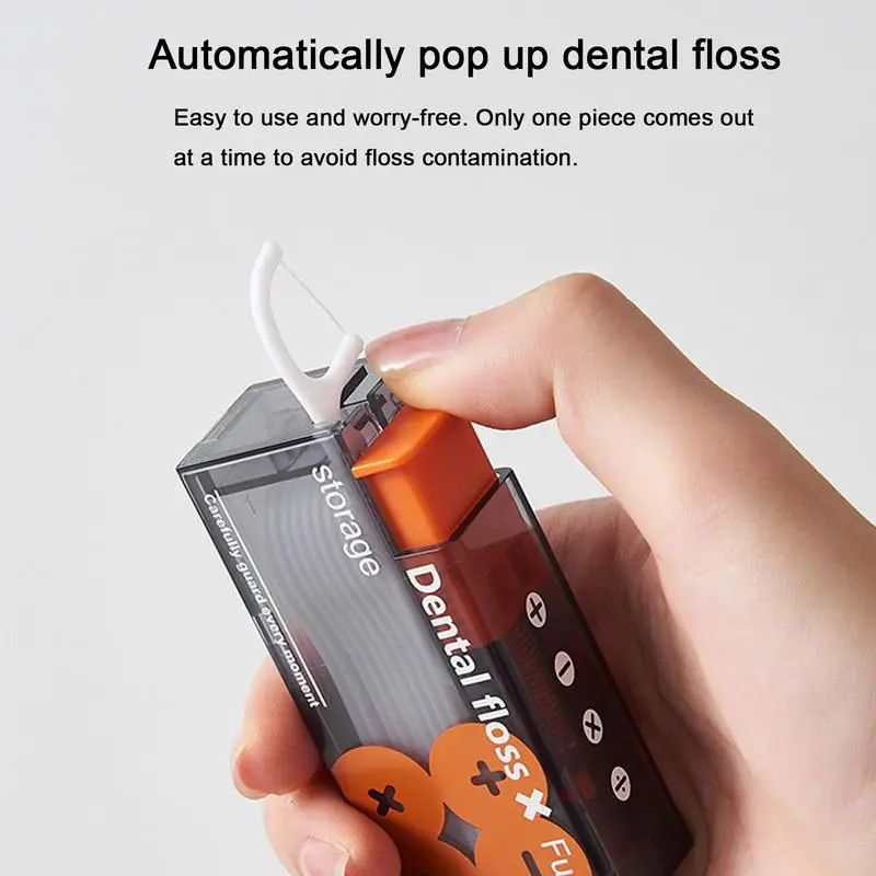 

Floss Pick Case Portable Automatic Flosser Box Mini Travel Items For Men And Women Teeth Cleaning Tools Store 10 Picks Floss