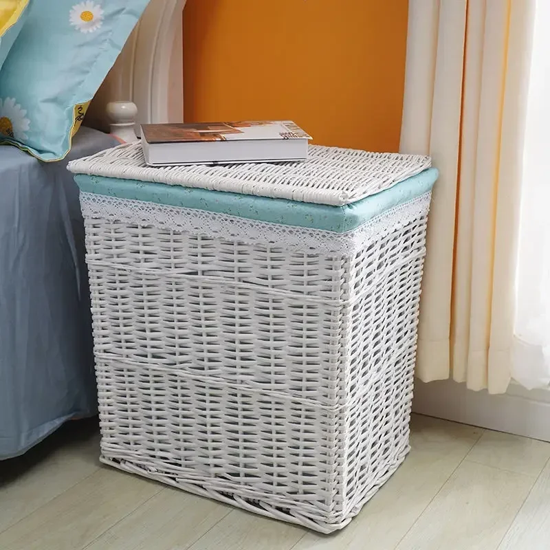 thumbnail image 1 of Cesta de almacenamiento de ropa Aoliviya, cesta de lavandería, cesta de tela grande tejida de ratán con tapa, caja de almacenamiento tejida para el hogar, desechos, 1 of 5
