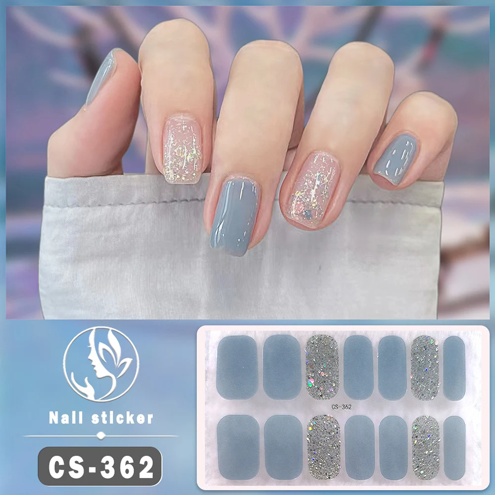

14Tips 3D Glitter Full Nail Wraps Christmas Full Cover Nail Sticker DIY Manicure Foil Nail Decal Waterproof Adhesive Sliders