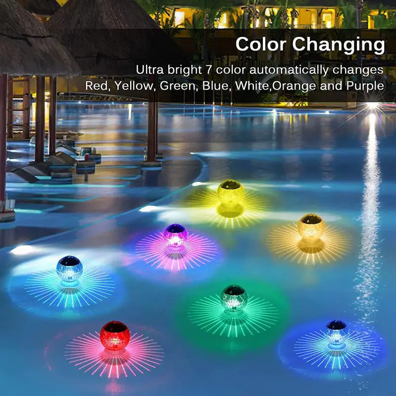 

Плавающий фонарь для бассейна на солнечной батарее, лампа для дискотеки, 7 цветов, ночная лампа с изменением цвета для улицы, сада, бассейна, под водой