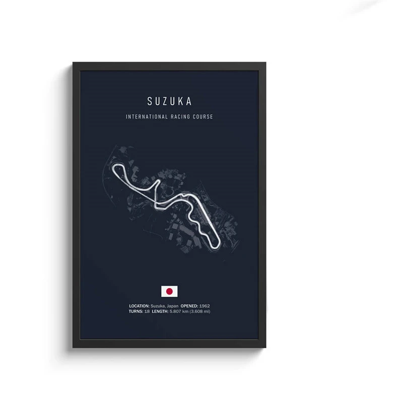 thumbnail image 1 of Cuadro sobre lienzo con circuito internacional de Fórmula 1, arte de pared de F1, póster nórdico, imagen de carrera de deportes de motor estética para decoración del hogar, 1 of 5