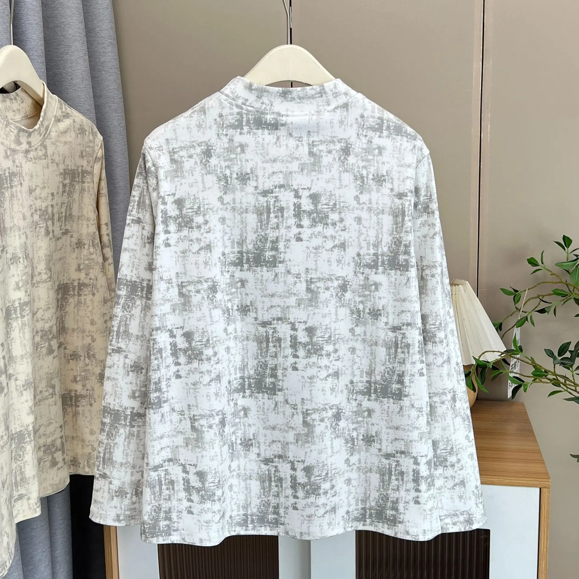 XXXXL Fashion Plus Size Women's T-Shirt New Autumn Stylish tie-dyed Long Sleeved Base Casual Inner Top 642