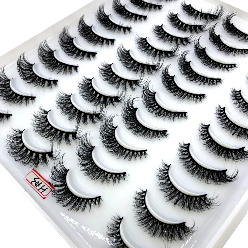 20 Paar 3D-Faux-Nerzwimpern, natürliche falsche Wimpern, dramatisch, flauschig, weich, dünn, Volumen, Kreuz, wiederverwendbare Wimpern-MaKeup-Tools – Detail 11